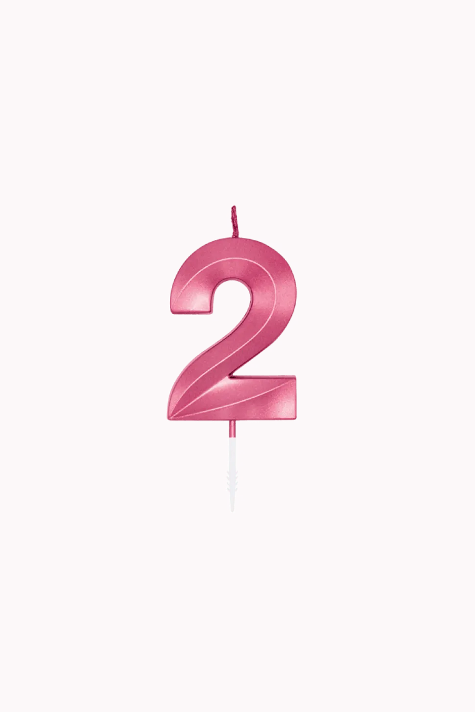 2 Jaar Kaars Roze Metallic 6cm