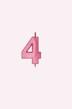 4 Jaar Kaars Roze Metallic 6cm