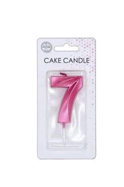 7 Jaar Kaars Roze Metallic 6cm