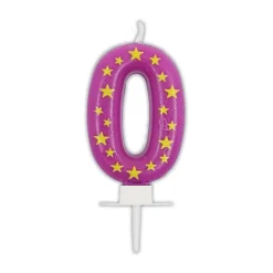 0 Jaar Kaars Roze Met Sterren
