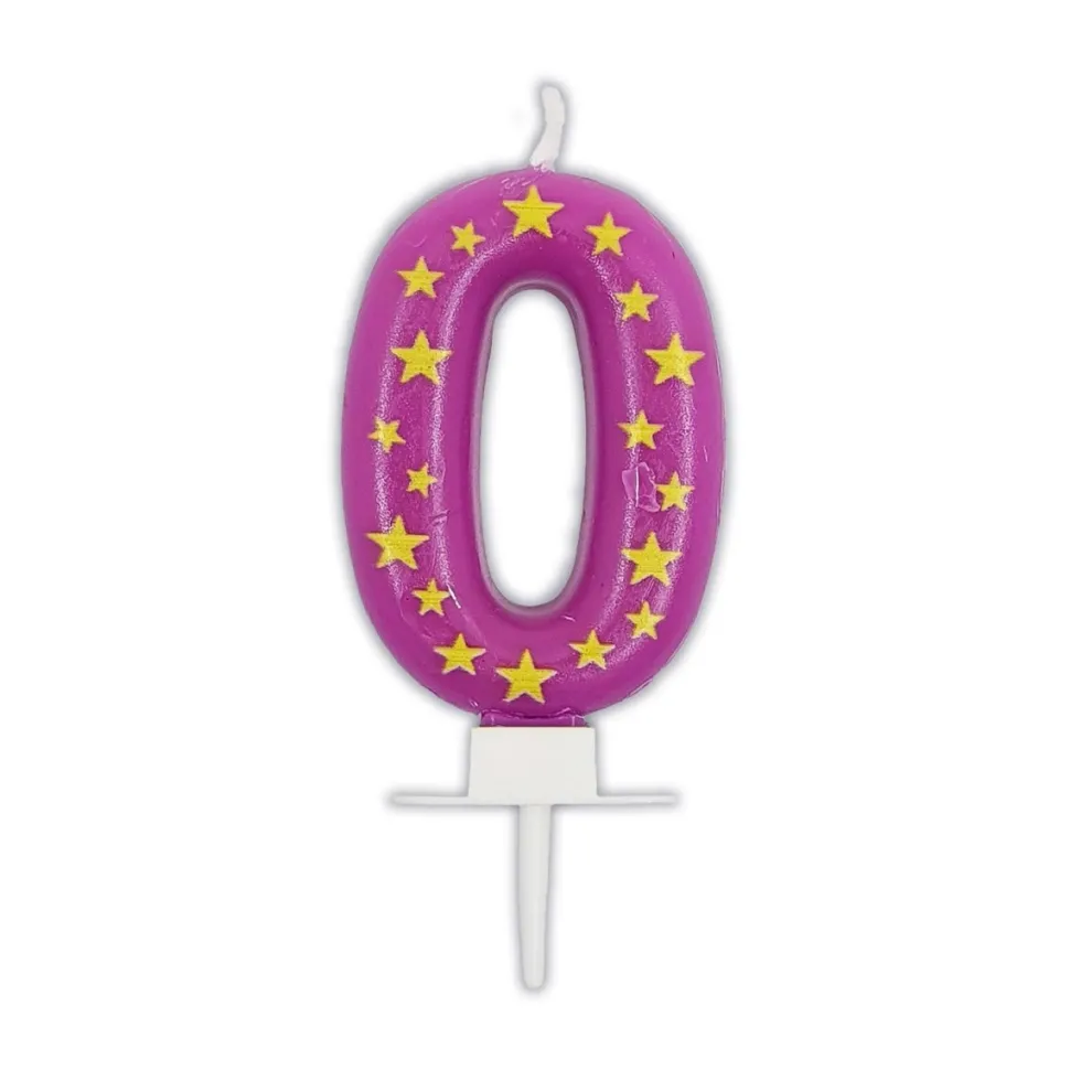 0 Jaar Kaars Roze Met Sterren