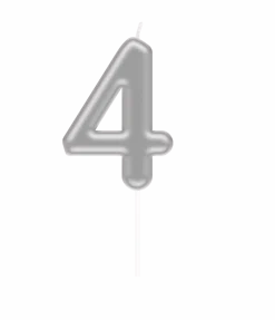 4 Jaar Kaars Zilver 10,5cm