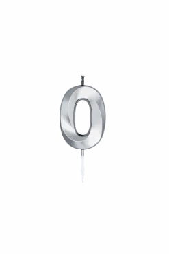 0 Jaar Kaars Zilver Metallic 6cm
