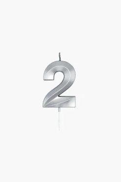 2 Jaar Kaars Zilver Metallic 6cm