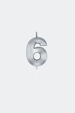 6 Jaar Kaars Zilver Metallic 6cm