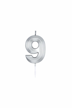 9 Jaar Kaars Zilver Metallic 6cm