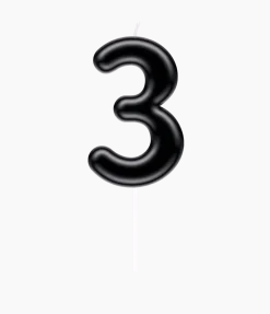 3 Jaar Kaars Zwart 10,5cm