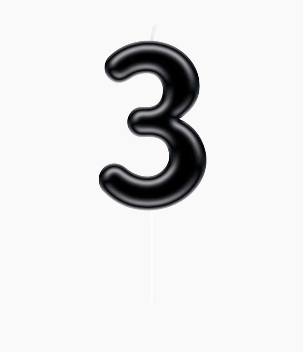 3 Jaar Kaars Zwart 10,5cm
