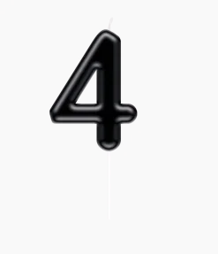 4 Jaar Kaars Zwart 10,5cm