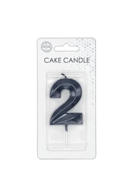 2 Jaar Kaars Zwart Metallic 6cm
