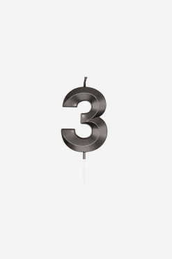 3 Jaar Kaars Zwart Metallic 6cm