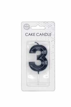 3 Jaar Kaars Zwart Metallic 6cm