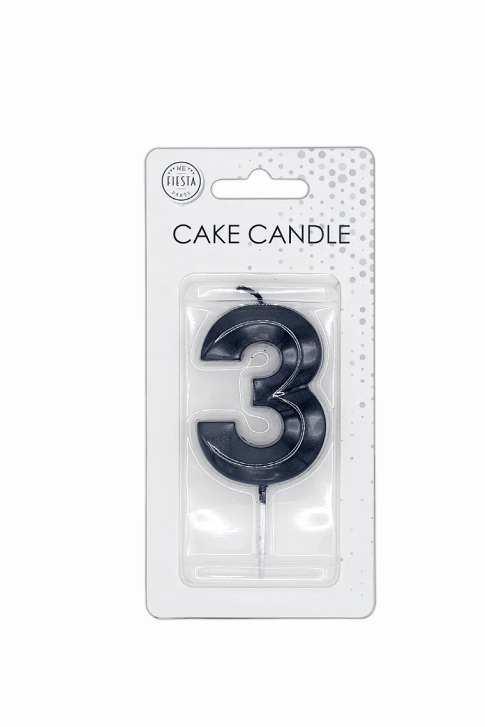 3 Jaar Kaars Zwart Metallic 6cm