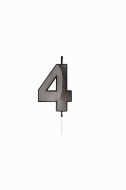 4 Jaar Kaars Zwart Metallic 6cm