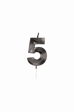5Jaar Kaars Zwart Metallic 6cm