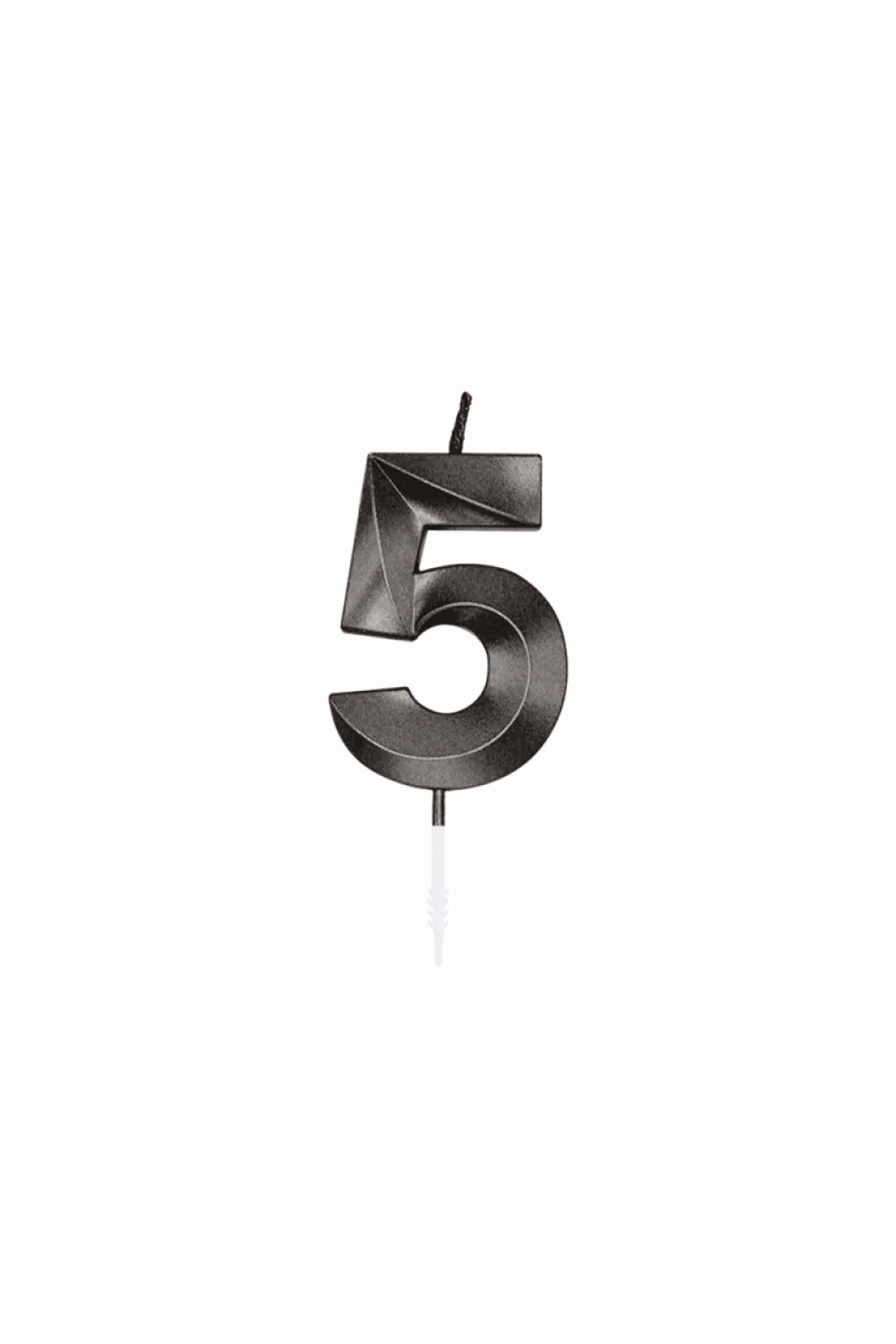 5Jaar Kaars Zwart Metallic 6cm