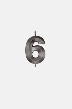 6 Jaar Kaars Zwart Metallic 6cm