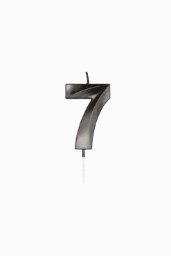7 Jaar Kaars Zwart Metallic 6cm