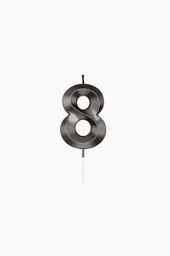 8 Jaar Kaars Zwart Metallic 6cm