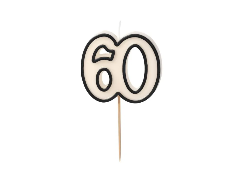 60 Jaar Kaars Zwart Wit 5,5cm