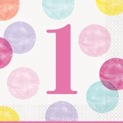 1 Jaar Servetten Gekleurd Stippen 16st