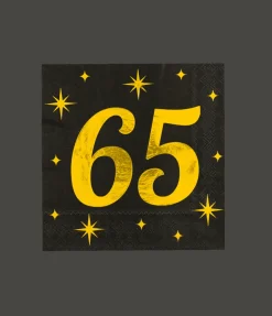 65 Jaar Servetten Zwart Goud 19cm 16st