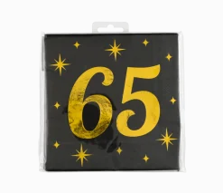 65 Jaar Servetten Zwart Goud 19cm 16st