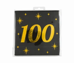 100 Jaar Servetten Zwart Goud 19cm 16st