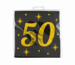 50 Jaar Servetten Zwart Goud 19cm 16st