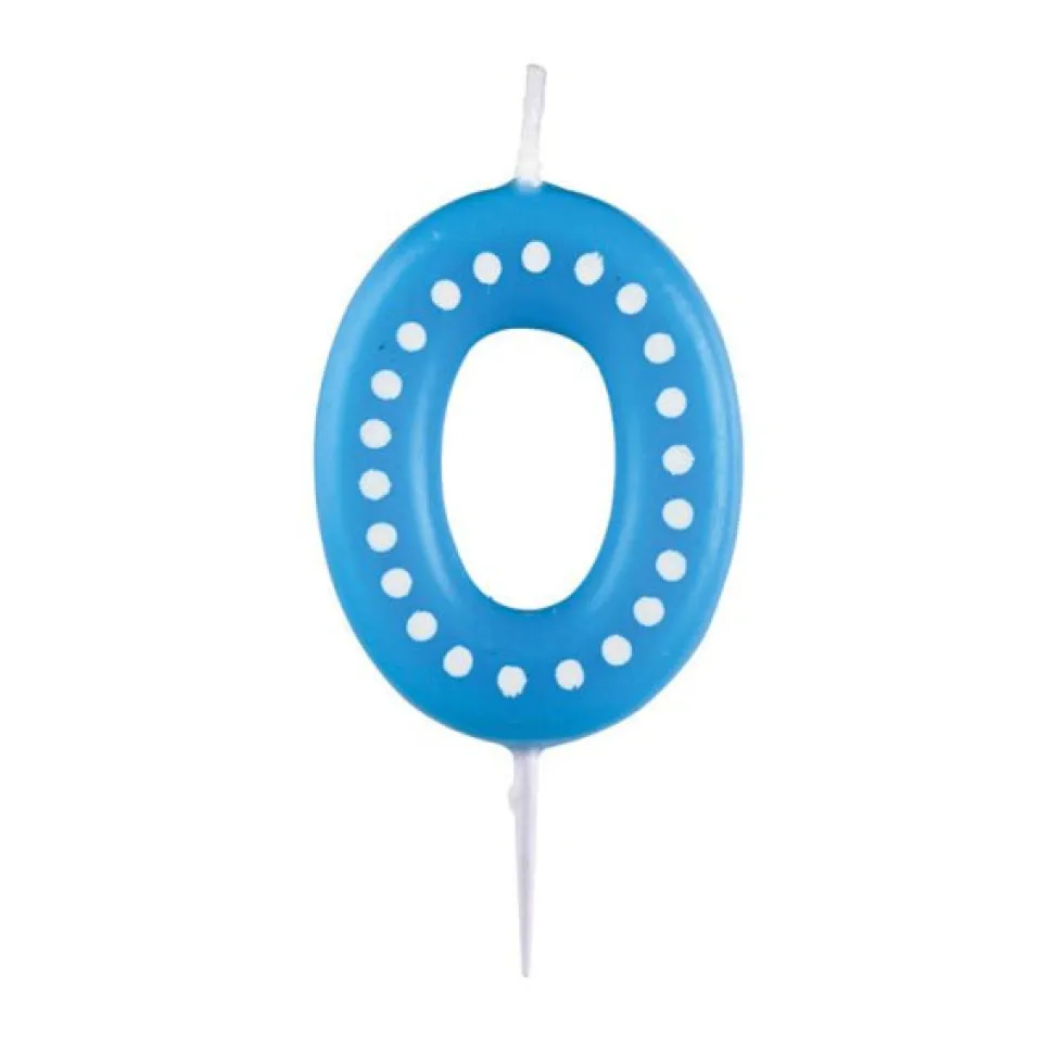0 Kaars Blauw Stippen 6,5cm