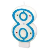 8 Kaars Blauw Wit 7cm
