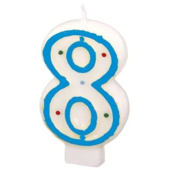 8 Kaars Blauw Wit 7cm