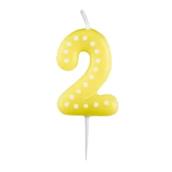 2 Kaars Geel Stippen 6,5cm