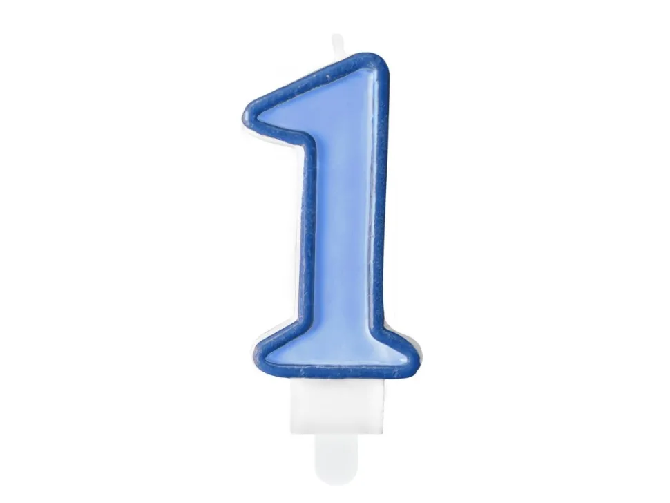 Kaars 1 Jaar Blauw 7cm