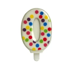 Kaars 0 Jaar Confetti 6,5cm