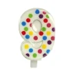 Kaars 9 Jaar Confetti 6,5cm