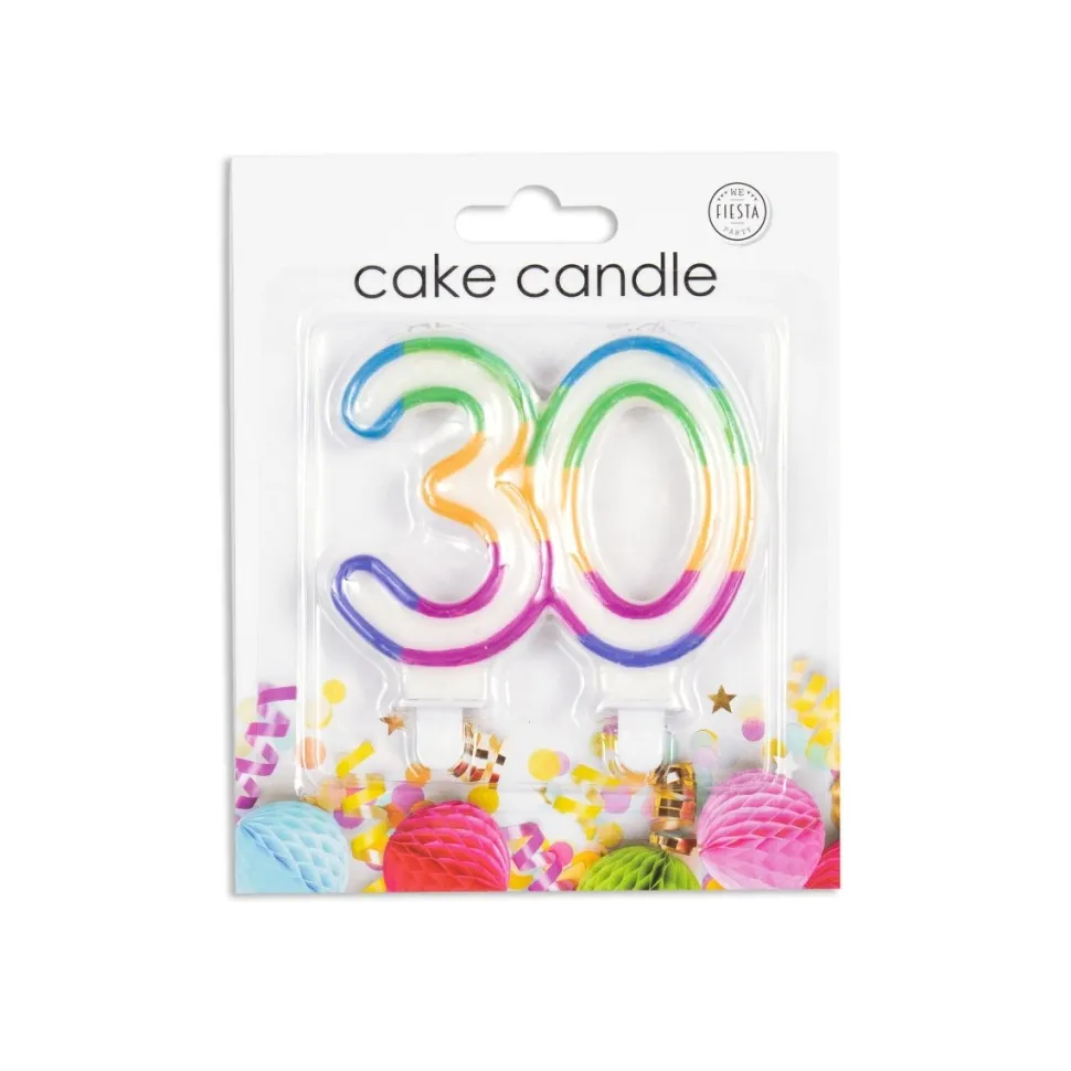 Kaars 30 Jaar Gekleurd 7cm