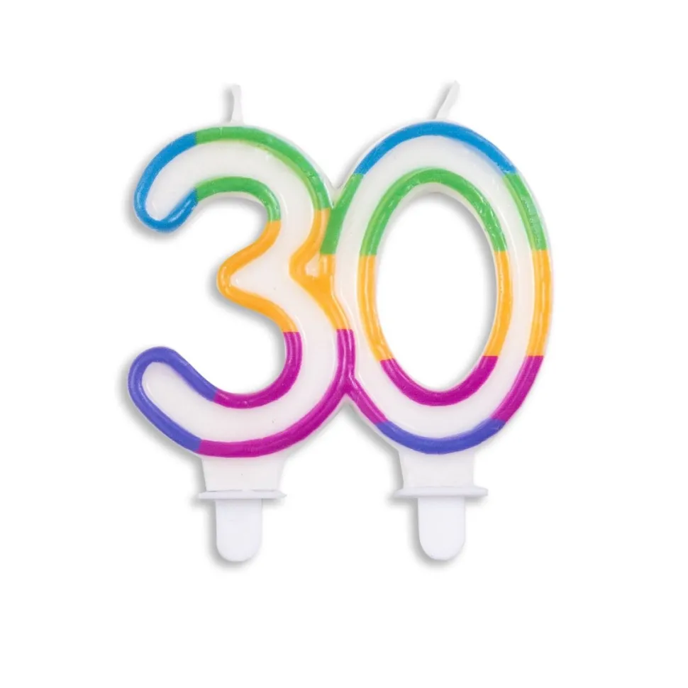 Kaars 30 Jaar Gekleurd 7cm