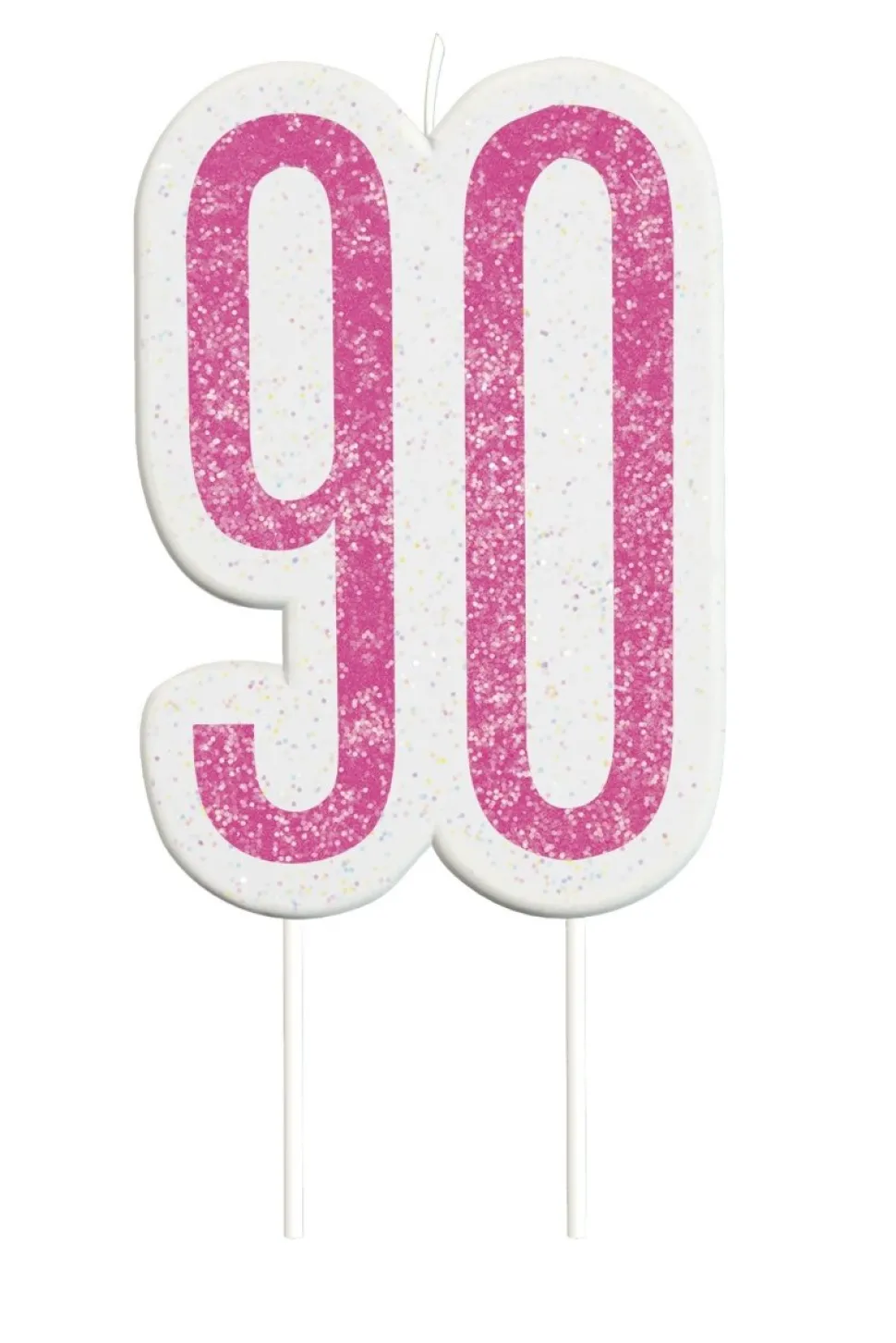 Kaars 90 Jaar Glitter Roze 8,5cm
