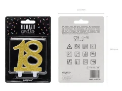 Kaars 18 Jaar Goud 7,5cm