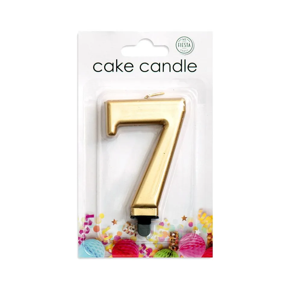 Kaars 7 Jaar Goud Metallic 8cm