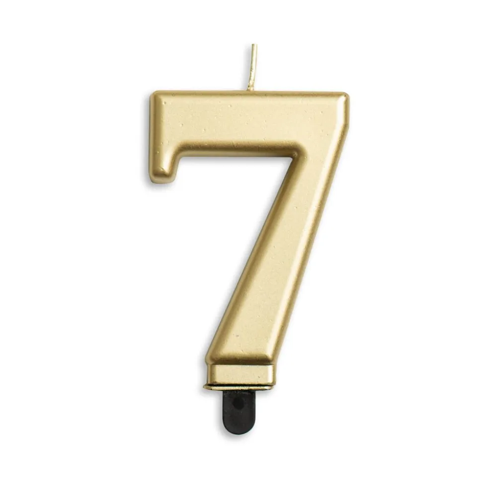Kaars 7 Jaar Goud Metallic 8cm