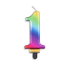 Kaars 1 Jaar Regenboog 7cm