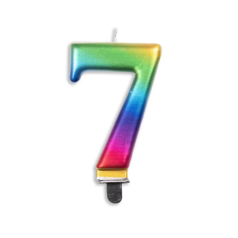 Kaars 7 Jaar Regenboog 7cm