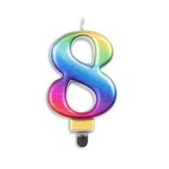 Kaars 8 Jaar Regenboog 7cm