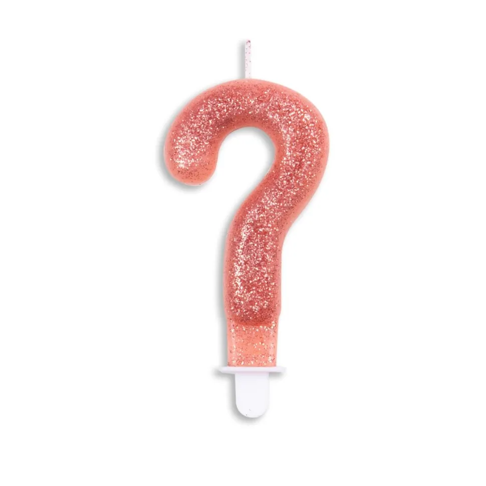 Kaars ? Jaar Rose Goud Glitter 7cm