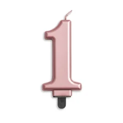 Kaars 1 Jaar Rose Goud Metallic 8cm