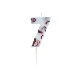 Kaars 7 Jaar Rozenblaadjes 9cm