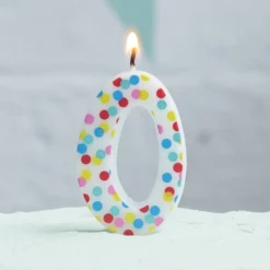 Kaars 0 Jaar Stippen 9cm