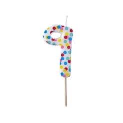 Kaars 9 Jaar Stippen 9cm
